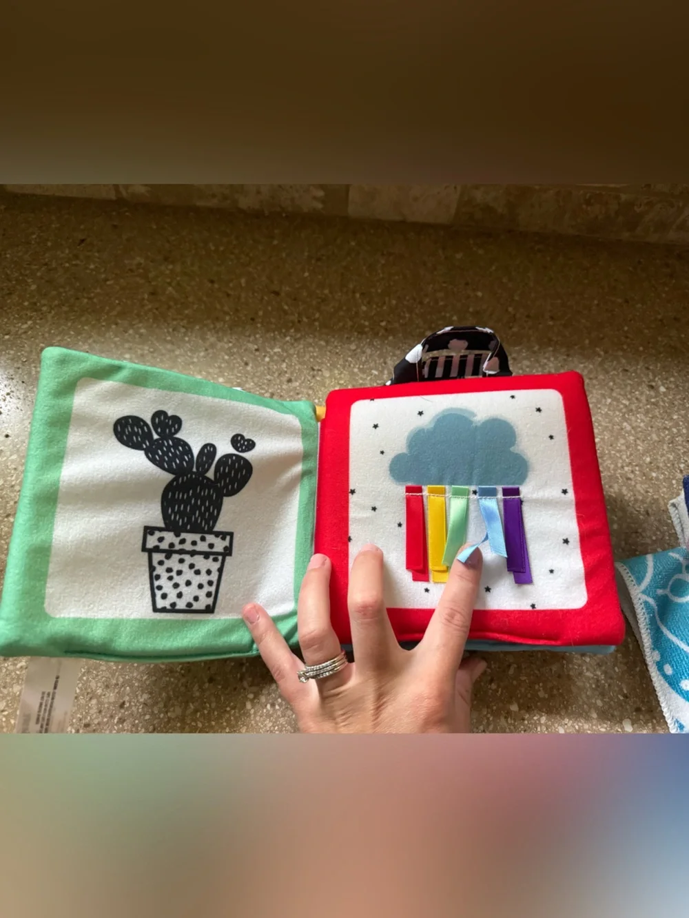 Soft Fabric Baby Activity Book with Mirror - Yellow & Light Blue
